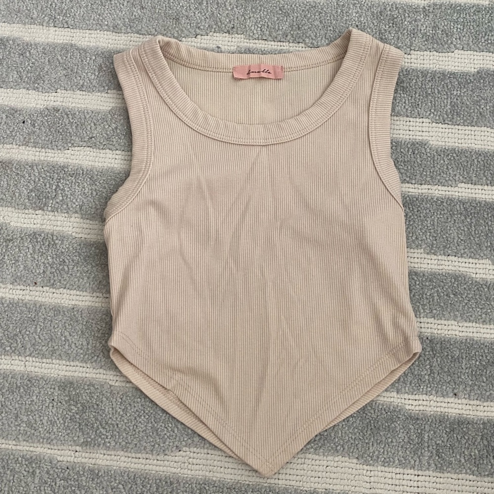 Amable Tan Ribbed Cropped Tank Top